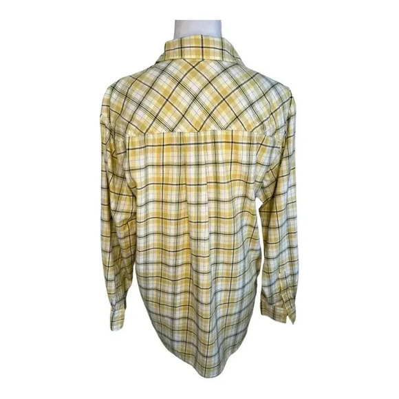 Loft Women’s Small Yellow Plaid Flannel Tunic Shirt Button Front - Picture 3 of 7
